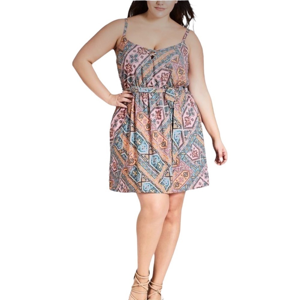 City Chic Womens Plus Sleeveless Daytime Mini Dress, New with Tags